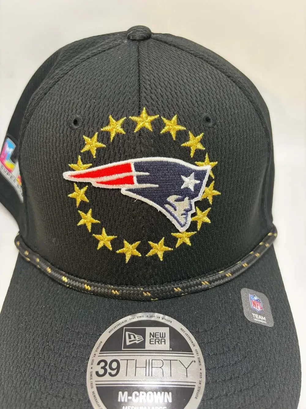 New Era New England Patriots Black Super Bowl LX 39THIRTY M-Crown Rope Flex Hat